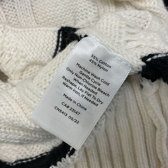 Talbots Plus Women's 3X Cable Knit Sweater Nautical Mariner Stripes Gold Button - Picture 4 of 4